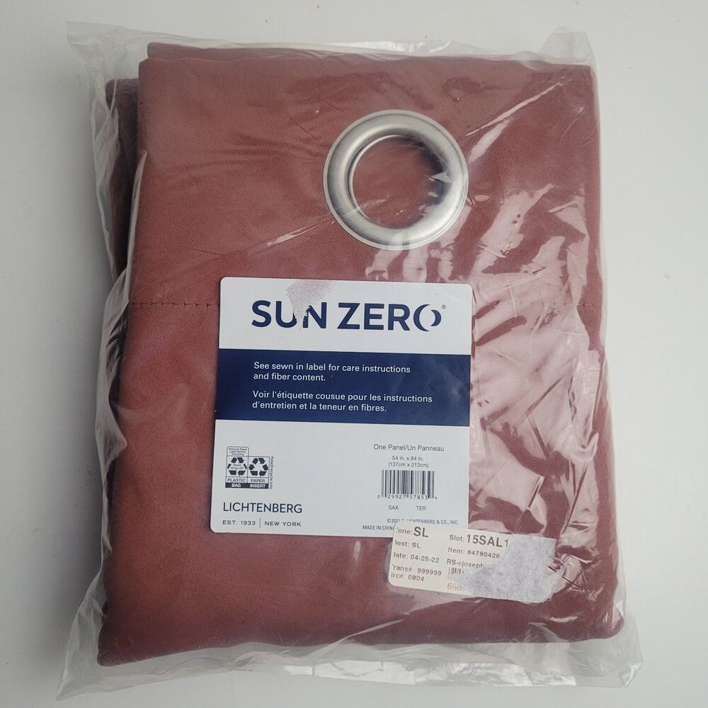 Sun Zero Saxon Blackout Grommet SINGLE Curtain Panel Terracotta 54x84 inch #BT1